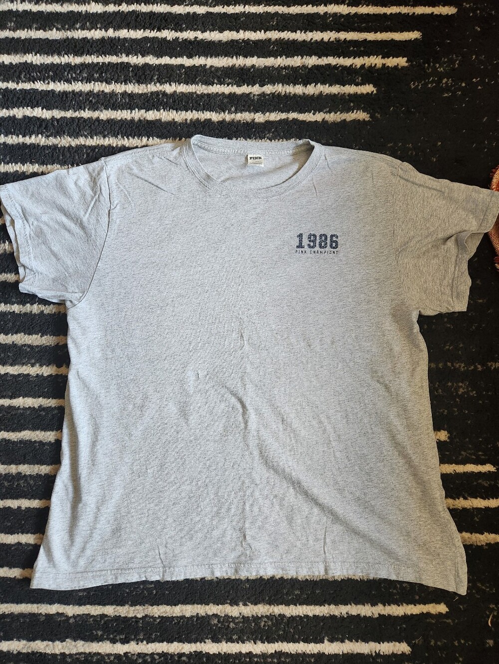 Victoria Secret Pink Football Gray Graphic T-Shirt L